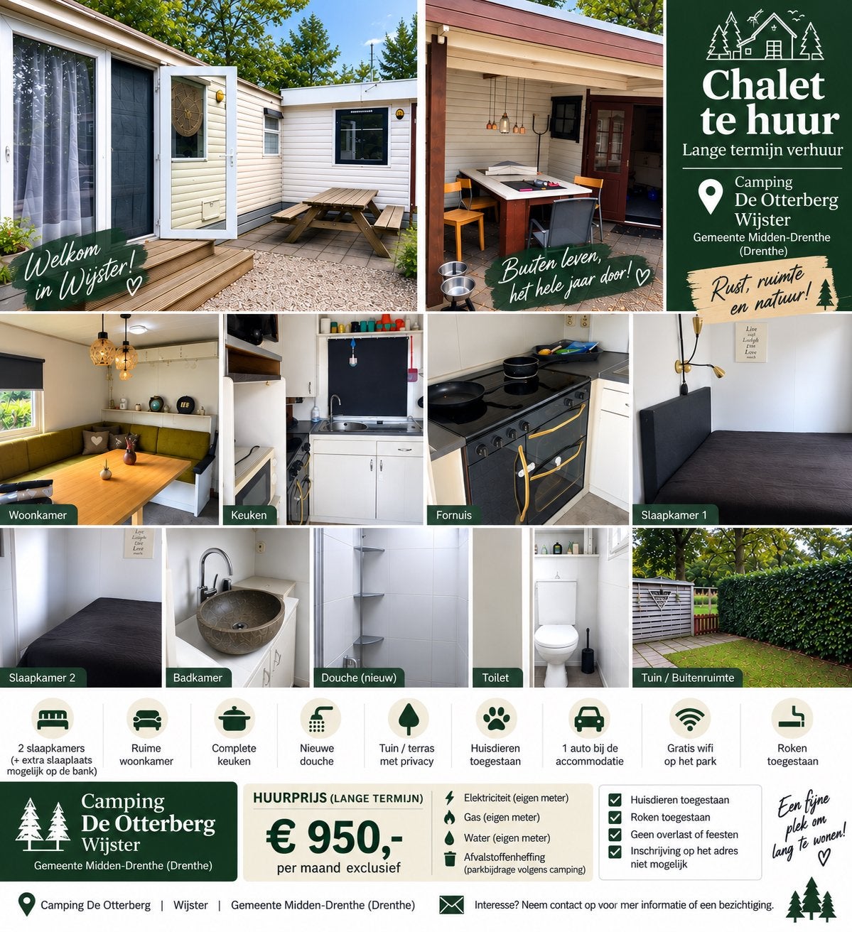 MOOIE CHalet TE HUUR – CAMPING DE Otterberg te Wijster