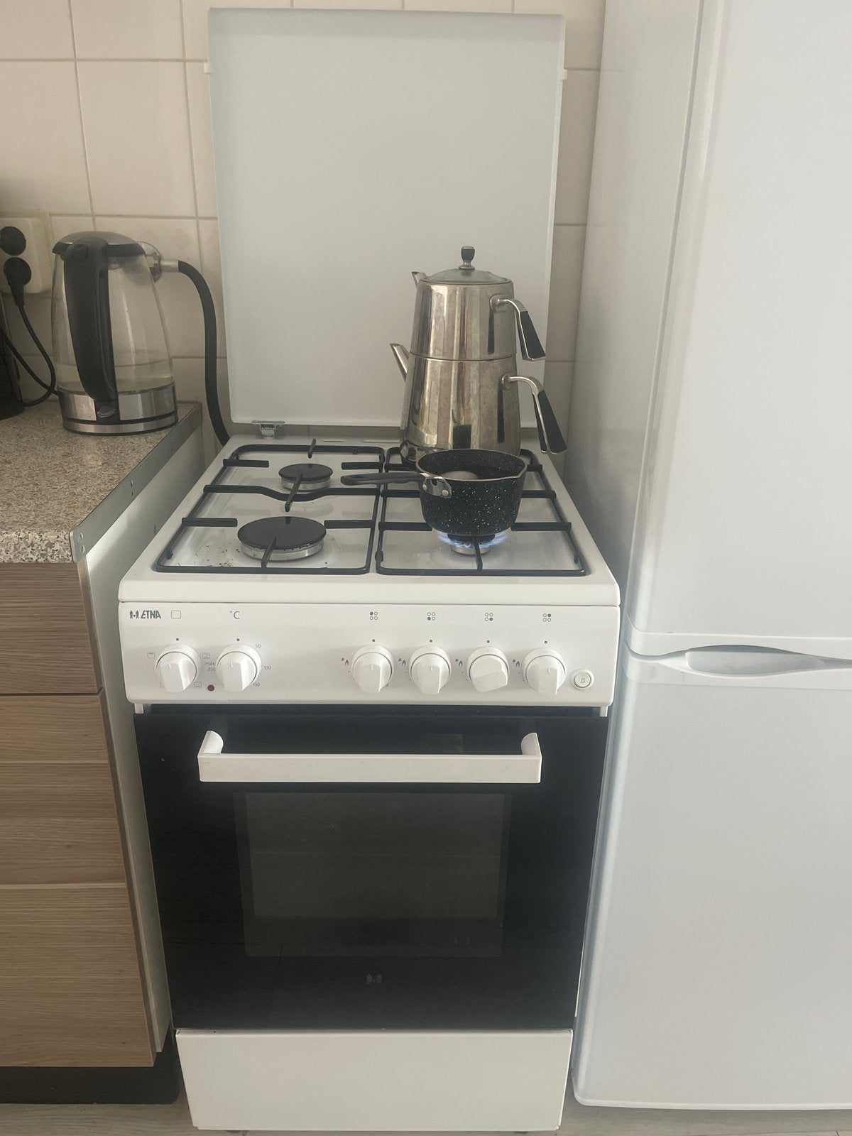 Etna 50 cm gasfornuis met elektrische oven, Gas, 85 tot 90 cm, 4 kookzones, Ophalen of Verzenden