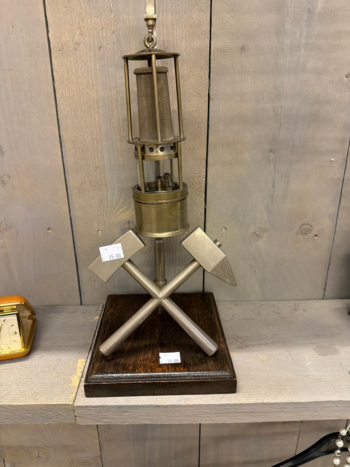 Vintage mijnwerkerslamp met gekruiste hamers, Verzenden