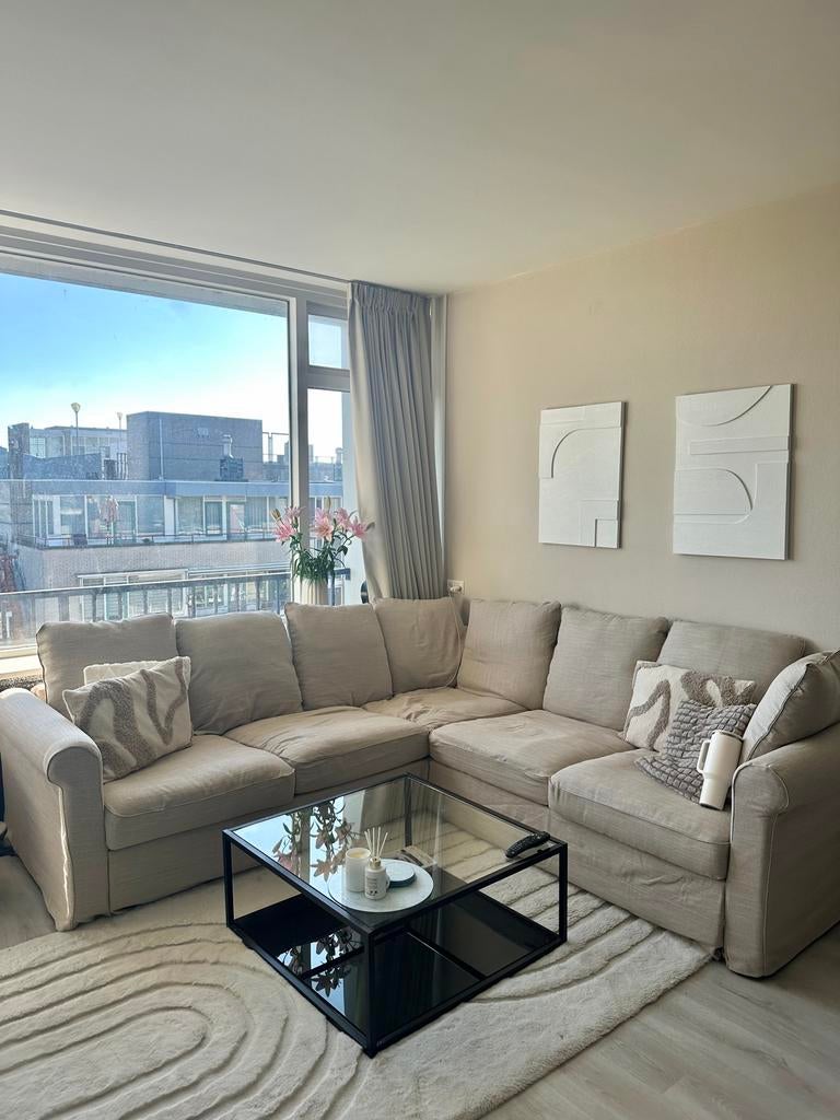 Ikea Grönlid hoekbank beige, Huis en Inrichting, Banken | Bankstellen, Gebruikt, Hoekbank, Vierpersoons of meer, 250 tot 300 cm