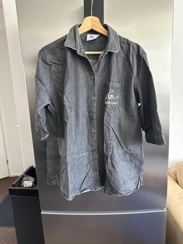 Optisport spijkerblouse met 3/4mouwen, maat XL, Maat 46/48 (XL) of groter, Ophalen of Verzenden, Zo goed als nieuw, Korte mouw