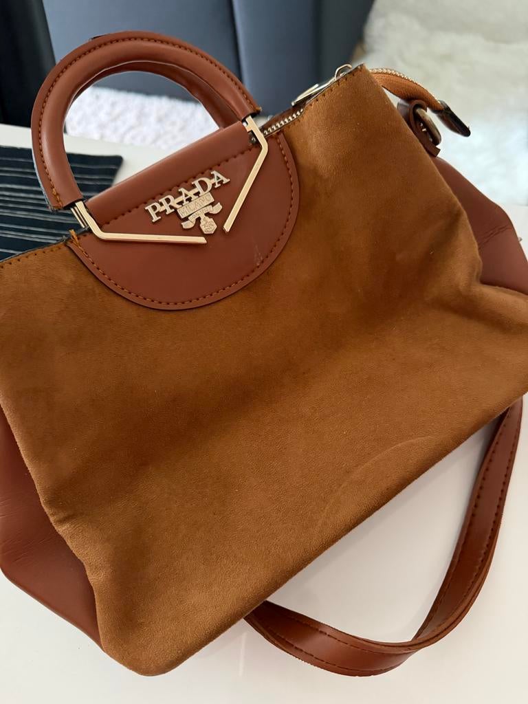 Prada handtas suède bruin, Ophalen, Gebruikt, Bruin, Handtas