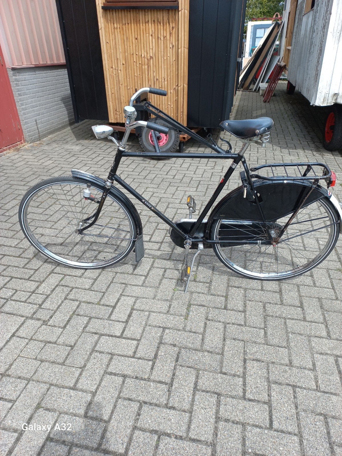 Empo Vintage Herenfiets - Klassieke Zwarte Fiets, Terugtraprem, Gebruikt, 57 tot 61 cm, Ophalen