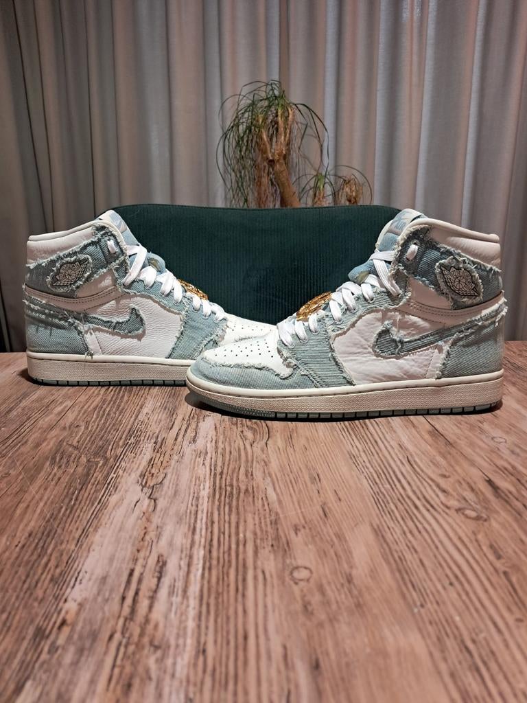 Air Jordan 1 Retro High OG 'Worn Denim' Size 38,5, Wit, Nike, Ophalen of Verzenden, Sneakers of Gympen