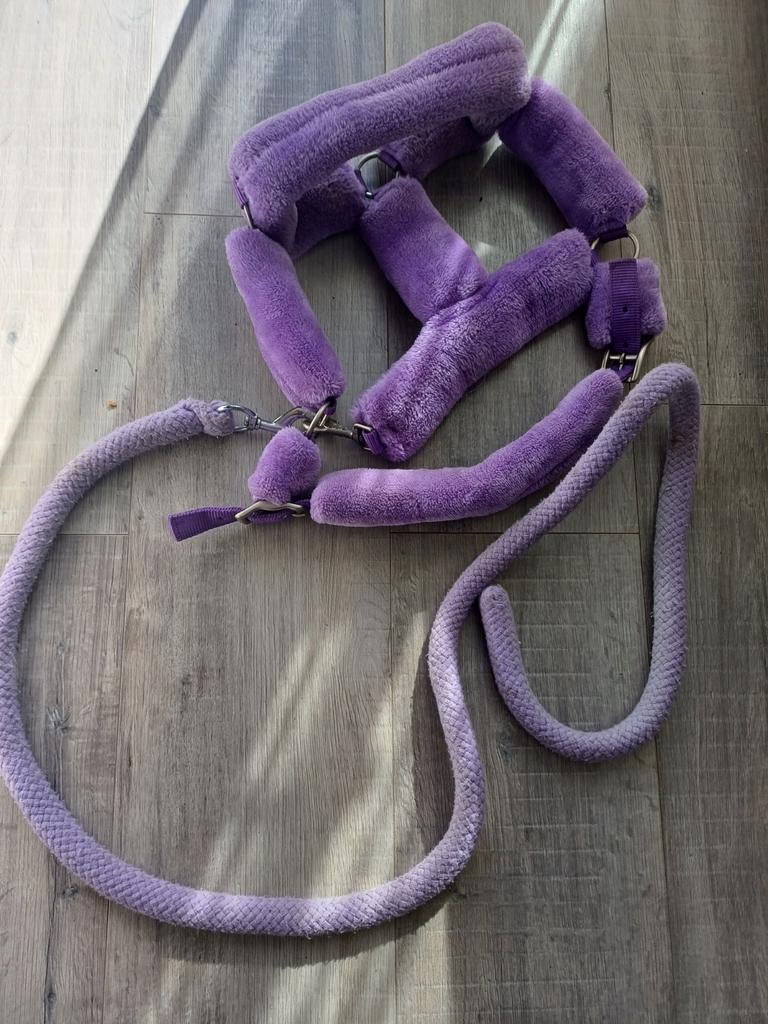 Lichtpaars/lila bont halster met halstertouw,  maat full, Dieren en Toebehoren, Ophalen of Verzenden, Gebruikt, Recreatie