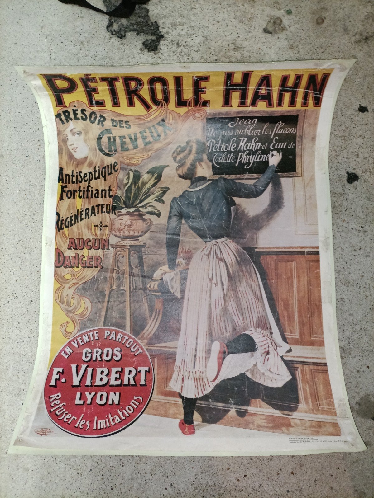 Grote brocante poster van Petrol Hahn, Gebruikt, ., Overige typen, Ophalen of Verzenden