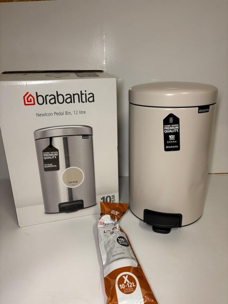 Brabantia NewIcon Pedaalemmer 12 Liter Soft Beige., Kunststof, Met pedaal, -, -