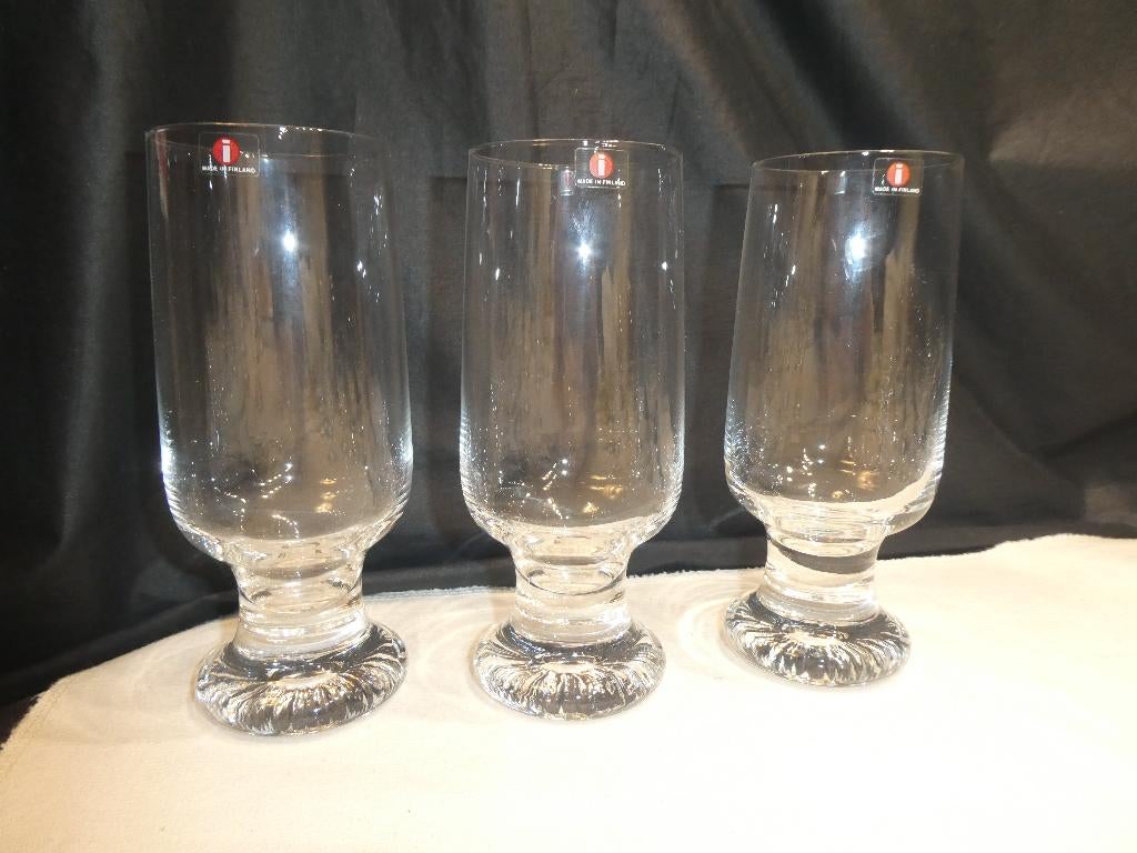 3 Iittala "Joiku" Bierglas/Drinkglas, Tapio Wirkkala, Glas of Glazen, Gebruikt, Ophalen of Verzenden, Glas