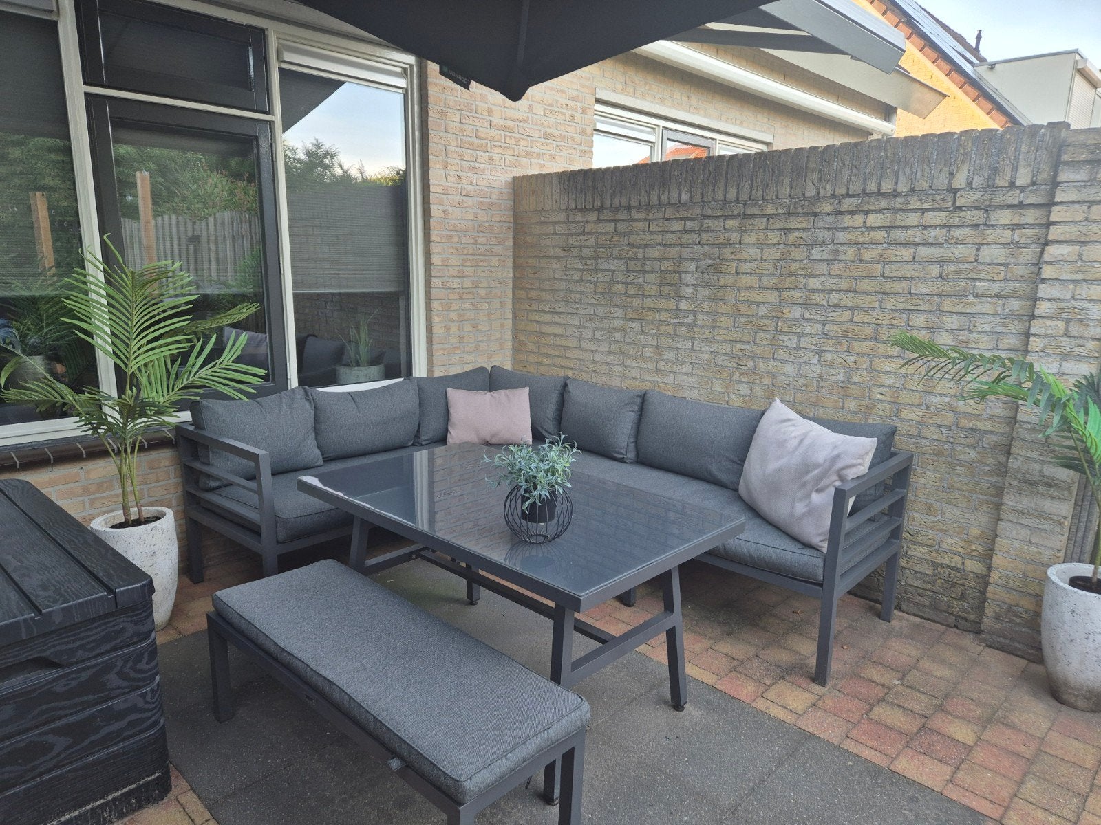 Garden Impressions Loungeset met tafel en bankje, Tuin en Terras, Tuinsets en Loungesets, Ophalen, 5 zitplaatsen, Aluminium, Zo goed als nieuw