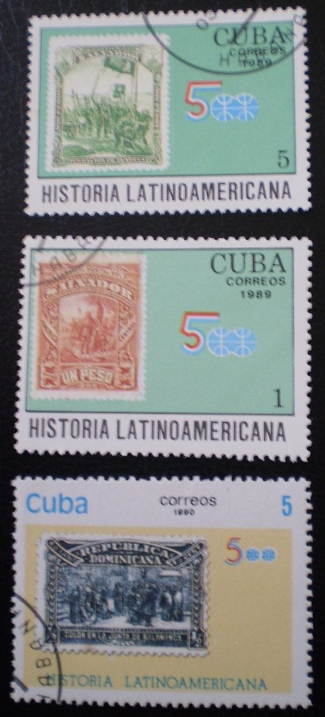 Cuba - 3x Historia Latinoamericana, Verzenden, Gestempeld, Midden-Amerika