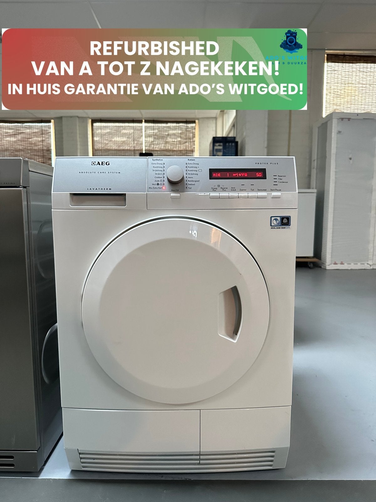 AEG LAVATHERM 8KG WARMTEPOMPDROGER AbsoluteCare SensiDry, Witgoed en Apparatuur, AEG, Anti-kreukfase, Info@adoswitgoed.nl, 8 tot 10 kg