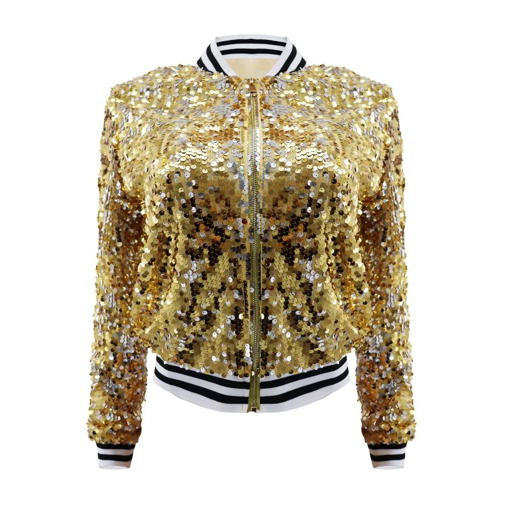 Gouden dames glitter bomberjas / goud bomberjack jas jasje, Verzenden, Nieuw, Maat 46/48 (XL) of groter, Overige kleuren