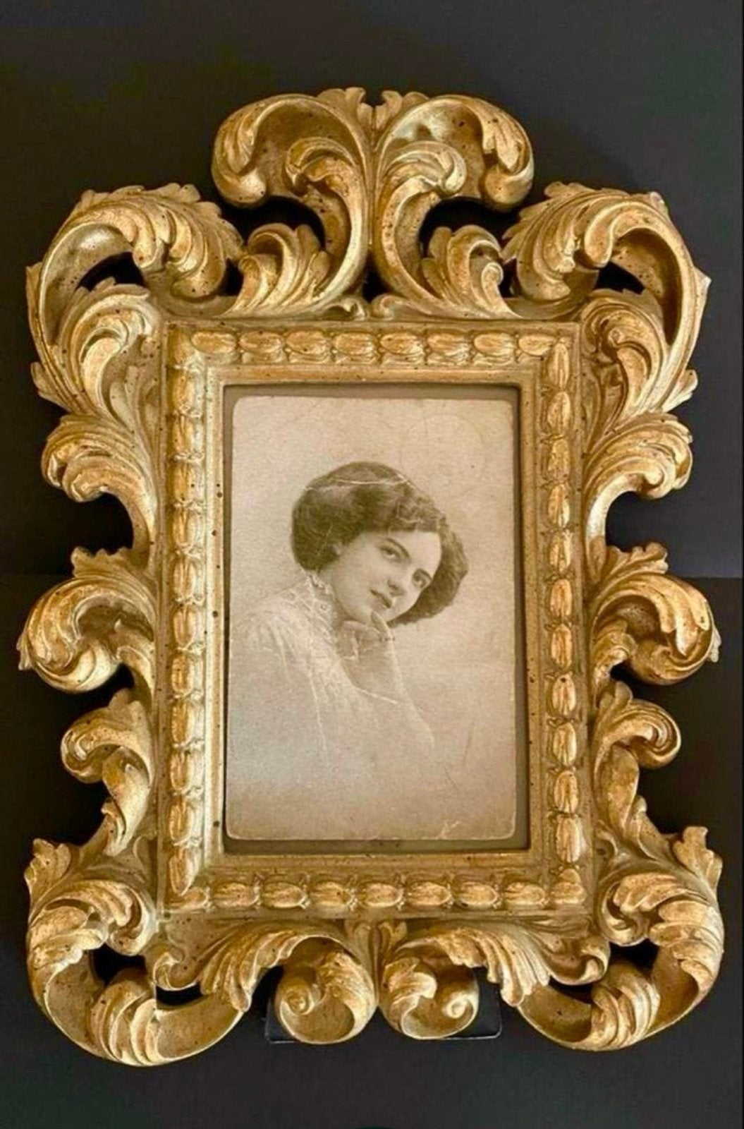 Antieke Barok Stijl Fotolijst met Portret, Ophalen of Verzenden
