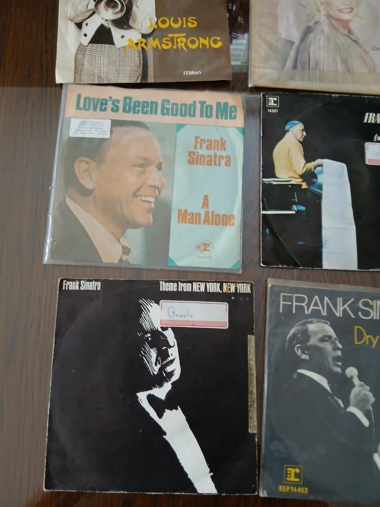 Vinyl singels frank sinatra- dolly Parton- en Louis Armstron, Ophalen of Verzenden, Gebruikt