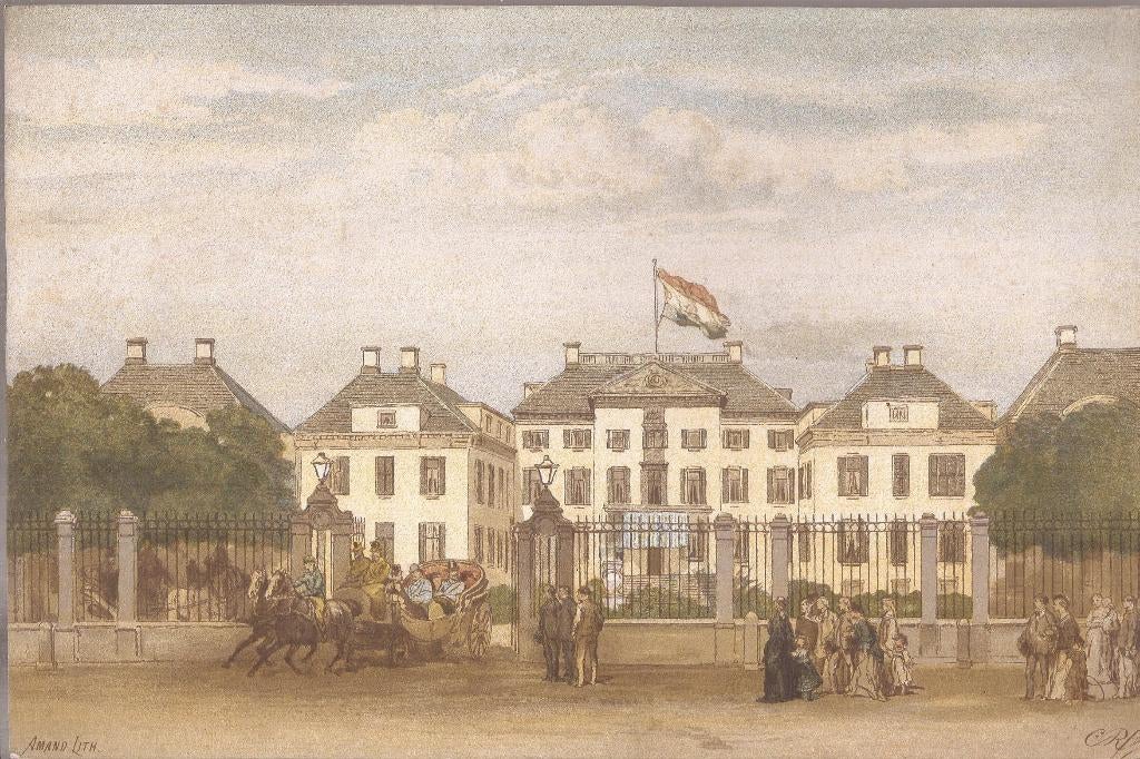 Apeldoorn Het Koninklijk Paleis het Loo Ch. Rochussen Litho, Antiek en Kunst, Kunst | Etsen en Gravures, Origineel, 1800 - 1899