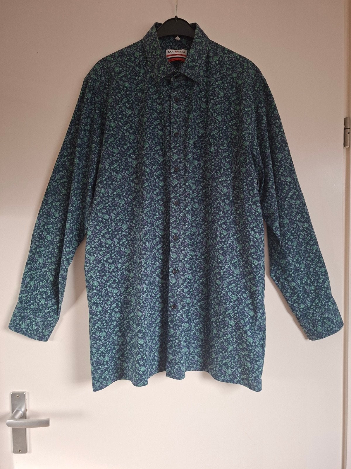 Overhemd met groene print| Marvelis | Comfort fit | maat 42, Kleding | Heren, Marvelis, Ophalen of Verzenden, Zo goed als nieuw
