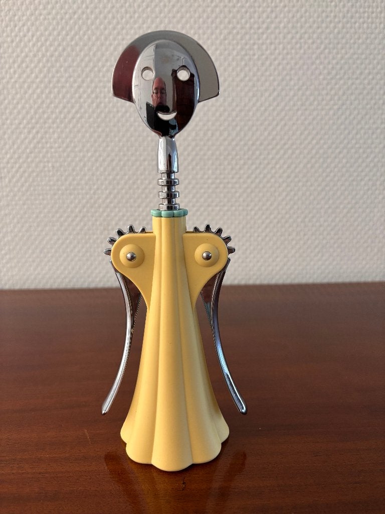 Alessi Anna G. kurkentrekker kunststof rvs geel., Overige typen, Ophalen of Verzenden, Zo goed als nieuw, Alessi