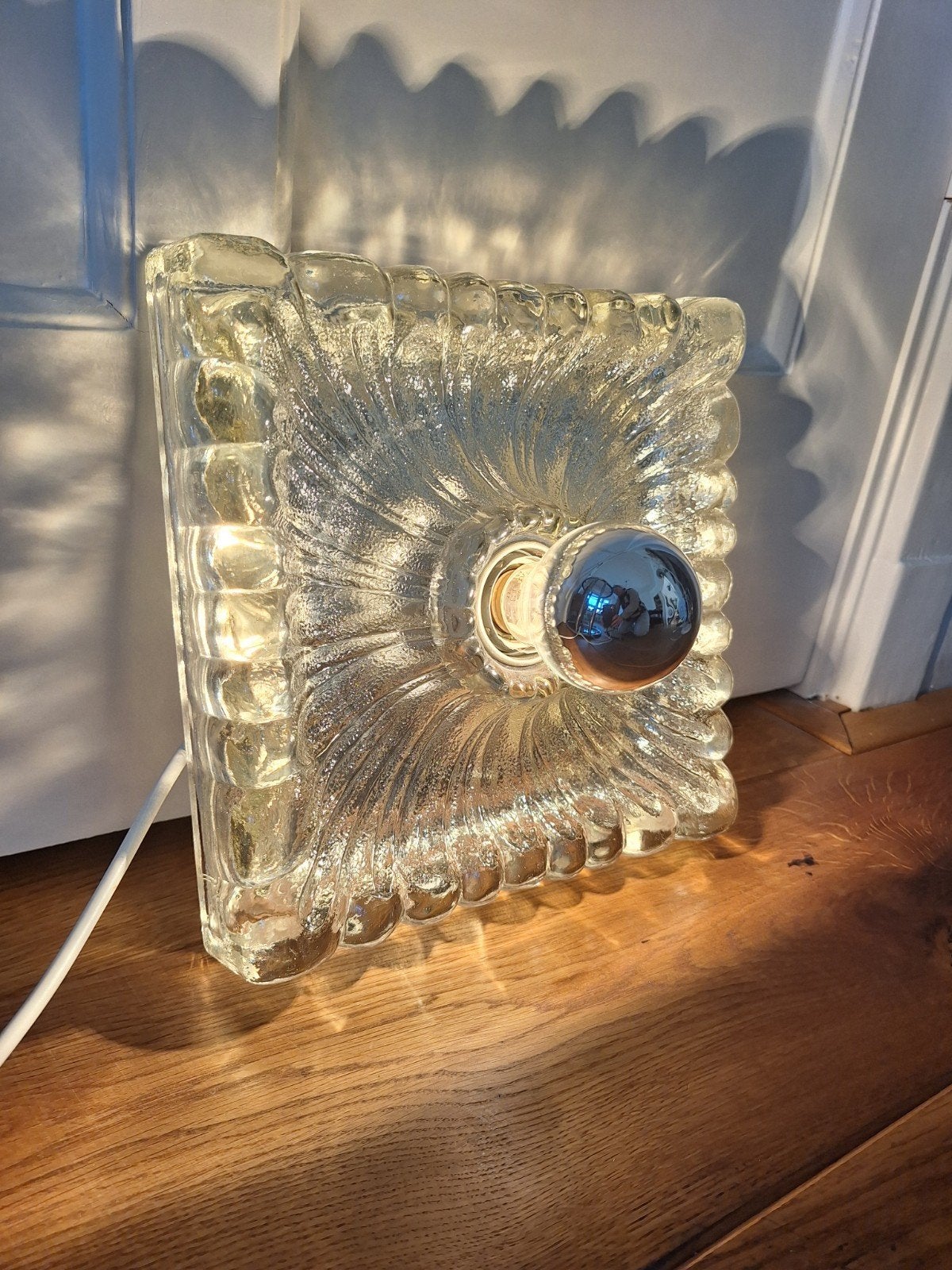 Vintage glazen wandlamp, Gebruikt, Indirect licht, Wandlamp, E27 (groot)