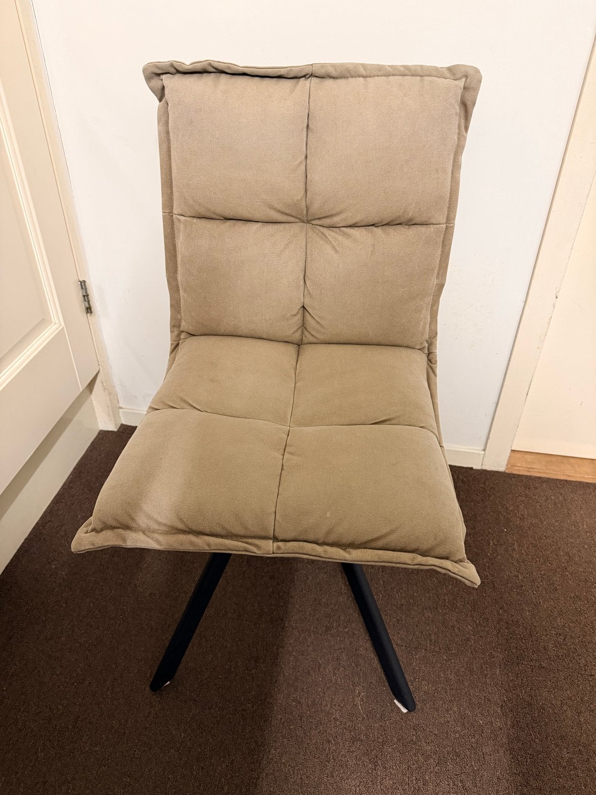 2 stoelen met stoffen bekleding en metalen poten, Ophalen, Gebruikt, Twee, Overige kleuren