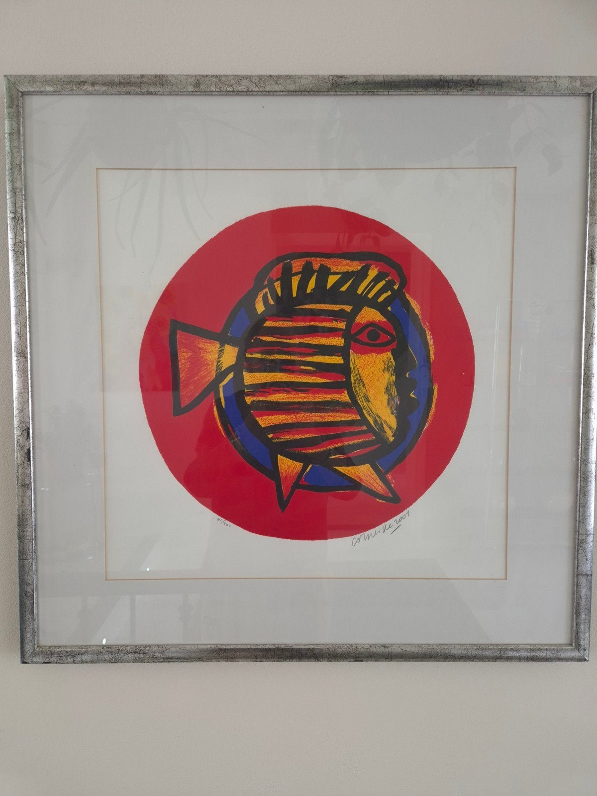 Corneille (2001) - Kleurrijke Zeefdruk 'Vis met Gezicht', Ophalen of Verzenden
