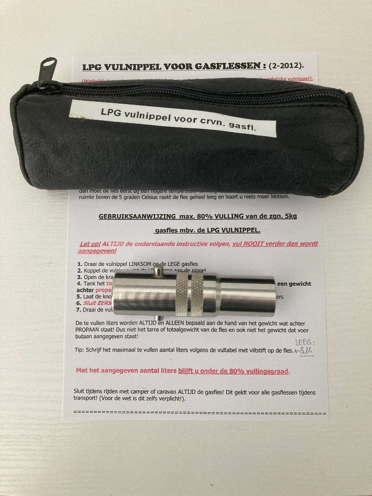 LPG vulnippel voor caravan gasfles, Ophalen, Gebruikt