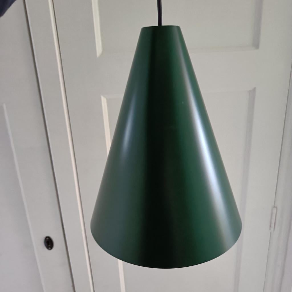 IKEA HÖTTA vintage hanglamp groen - kegelvormig, Gebruikt, Ophalen of Verzenden, Metaal, Modern, Scandinavisch
