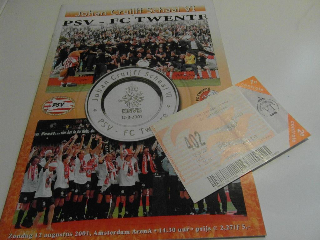 programma ticket psv fc twente cruijff schaal 2001, Ophalen of Verzenden, Zo goed als nieuw, F.C. Twente, Overige typen