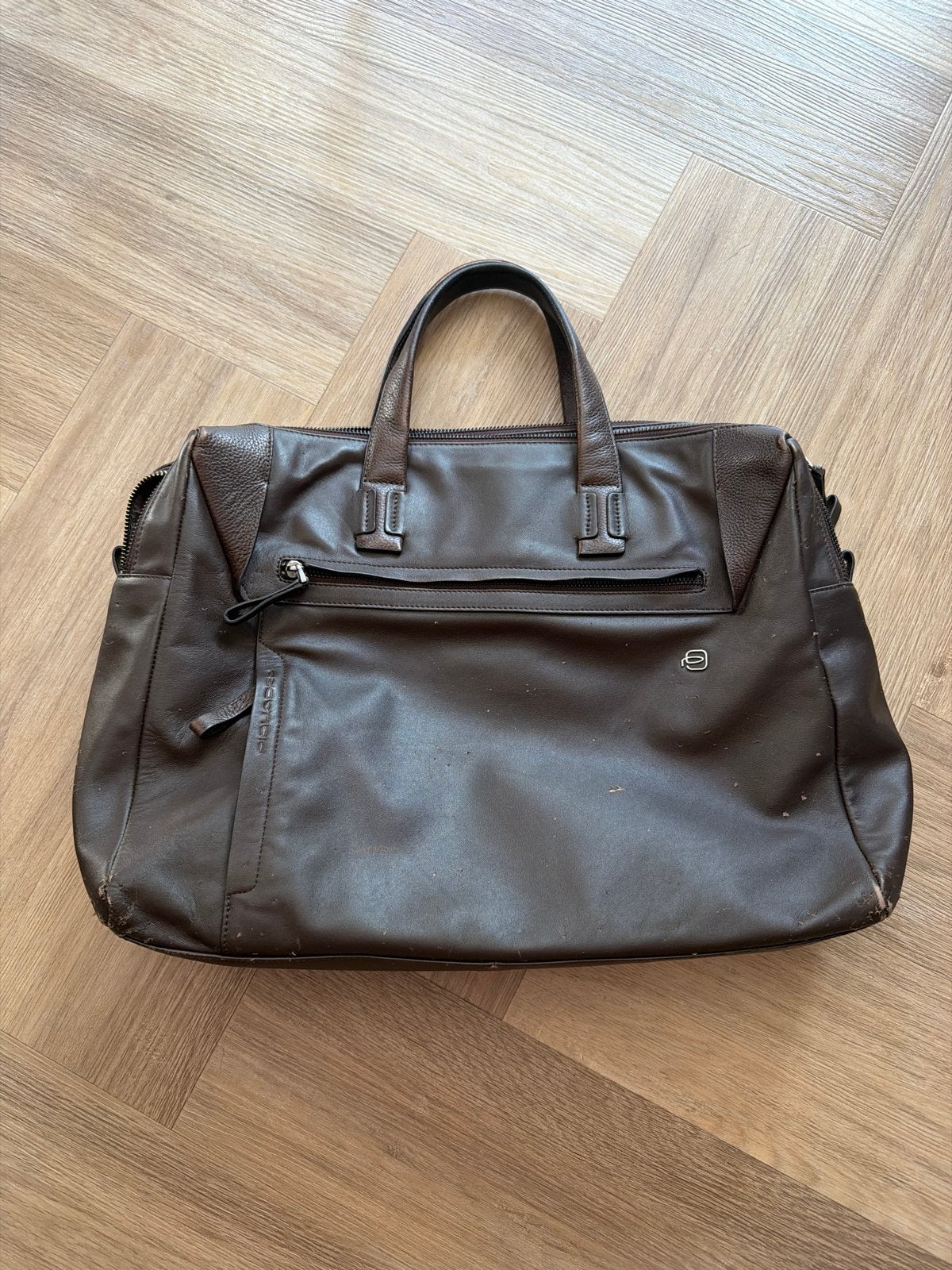 Piquadro Leren Laptoptas/Aktetas - Bruin, Motoren, Ophalen of Verzenden, Gebruikt