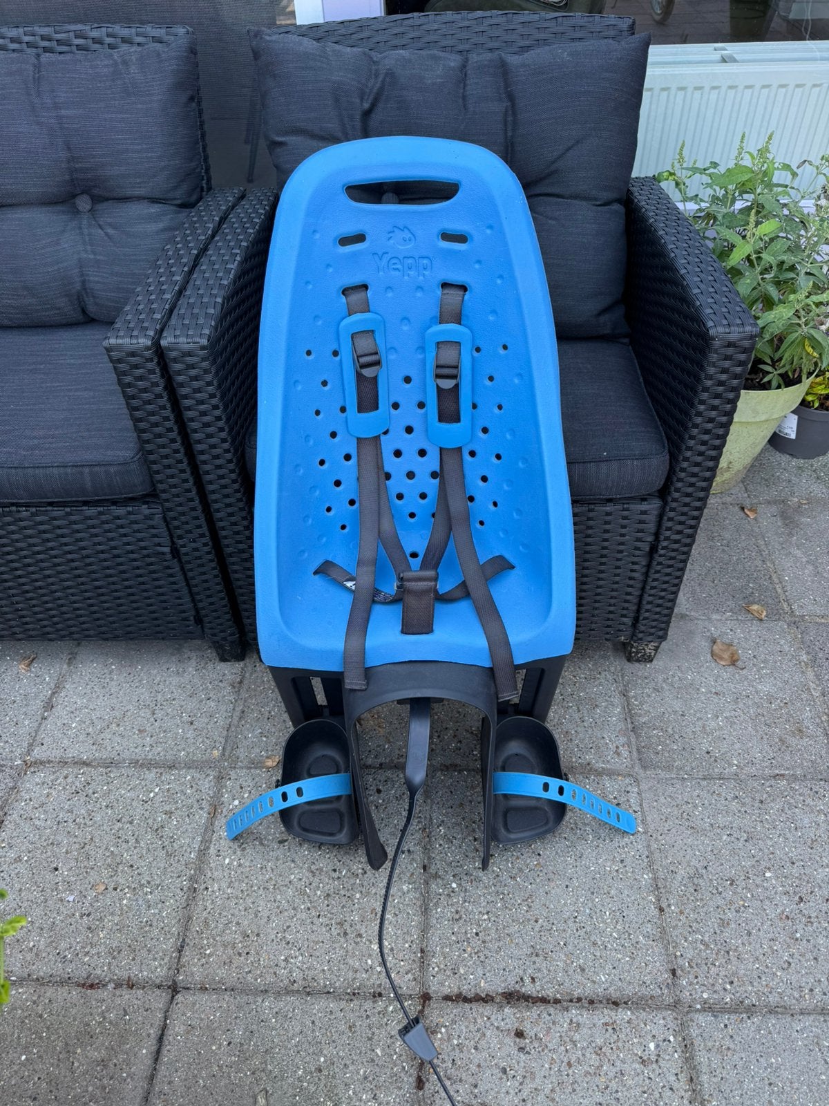 Yepp fietsstoeltje achter inclusief adapter, Ophalen, Achterzitje, Voetsteuntjes, Zo goed als nieuw