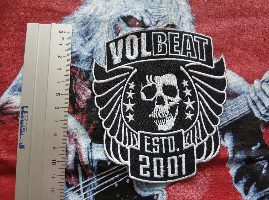 Volbeat prachtige  grote estd. 2001 patch v72 11x12 cm, Ophalen of Verzenden, Nieuw, Kleding