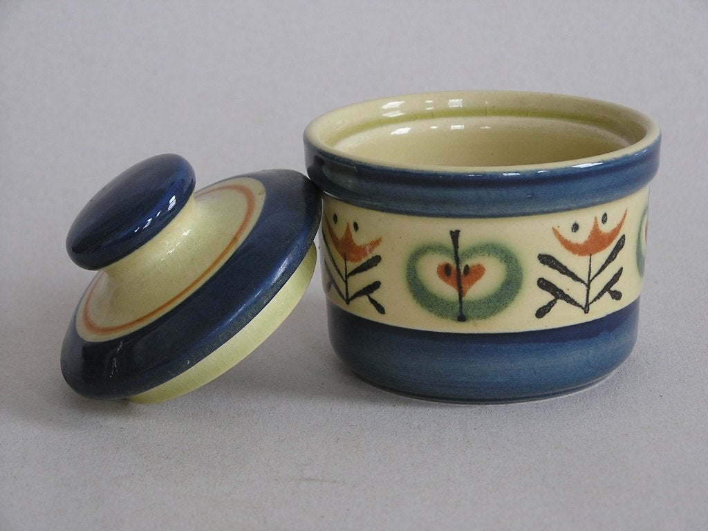 vintage potje cerafeu jasba marika germany aardewerk blauw, Ophalen of Verzenden