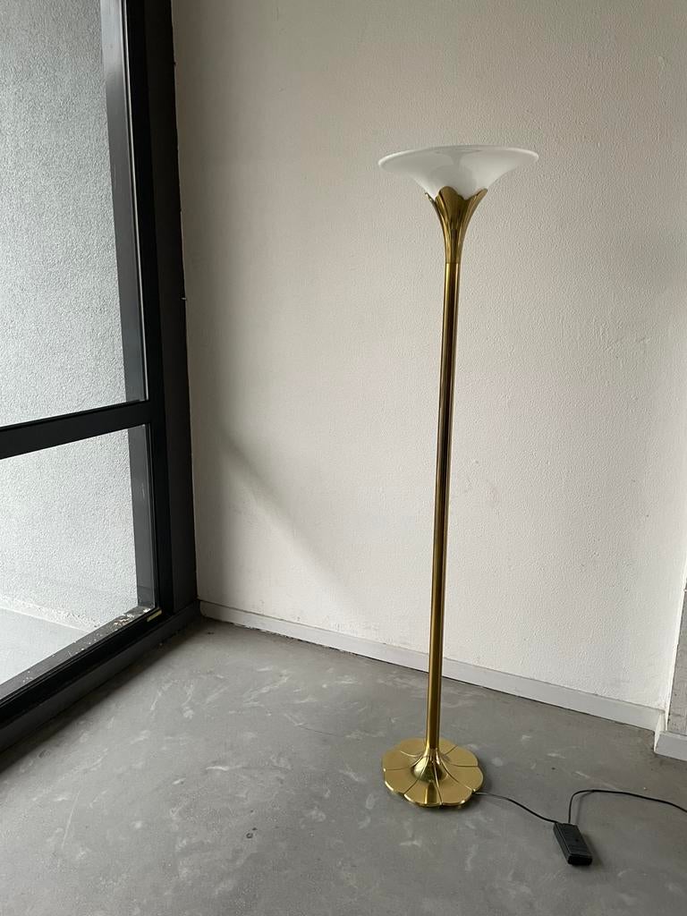 Messing vloerlamp stiffel jaren vintage design, Huis en Inrichting, Lampen | Vloerlampen, Ophalen, ., 2de hands, Zo goed als nieuw