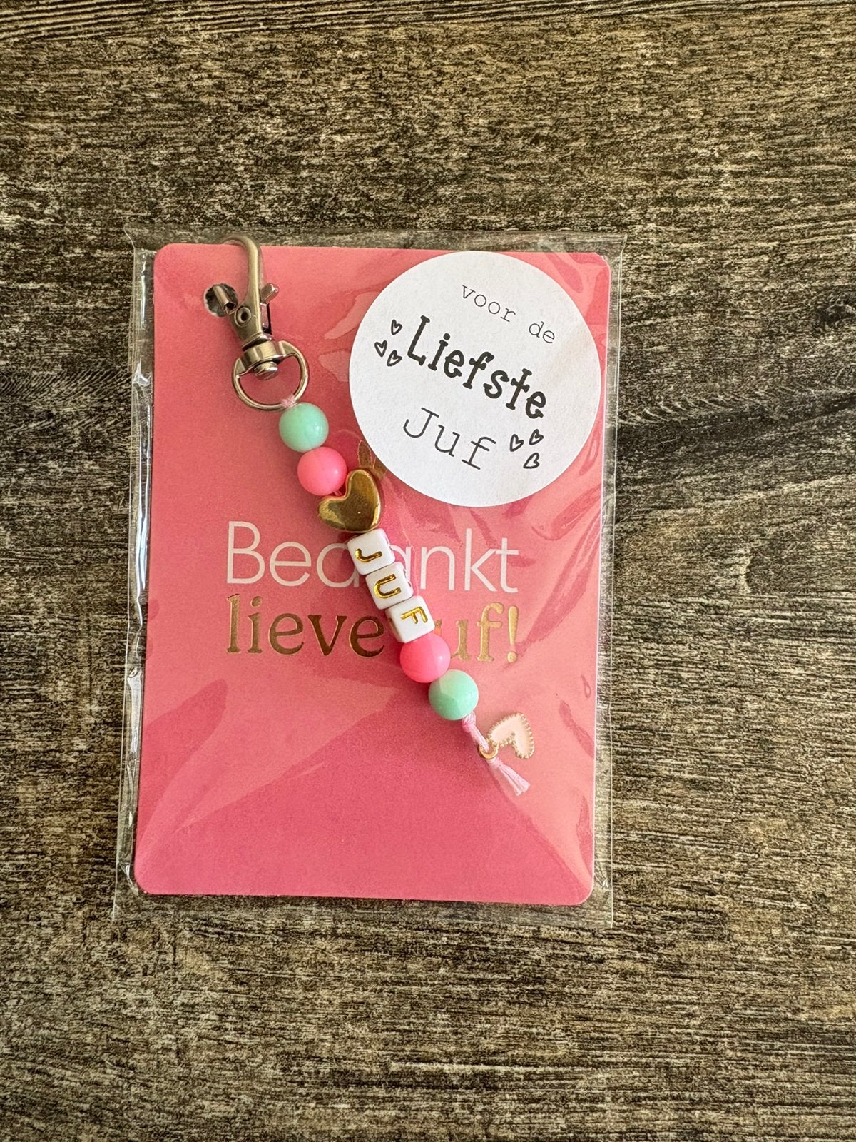 Sleutelhanger juf, Ophalen of Verzenden, Zo goed als nieuw