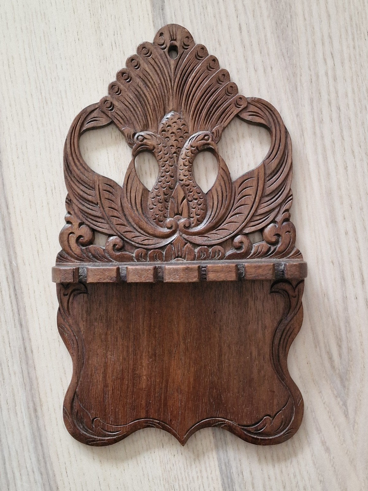 Vintage Houtsnijwerk Lepelrekje uit Indonesië, Ophalen of Verzenden