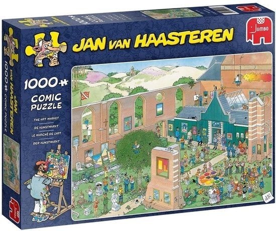 De kunstmarkt The art market puzzel Jan van Haasteren, Ophalen of Verzenden, 500 t/m 1500 stukjes, Zo goed als nieuw