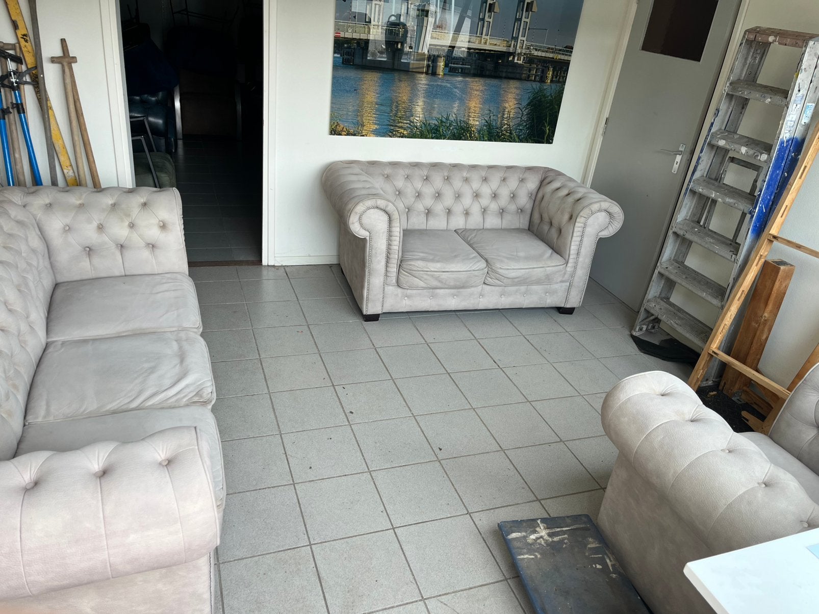 Complete zithoek chesterfield, Ophalen of Verzenden, Gebruikt