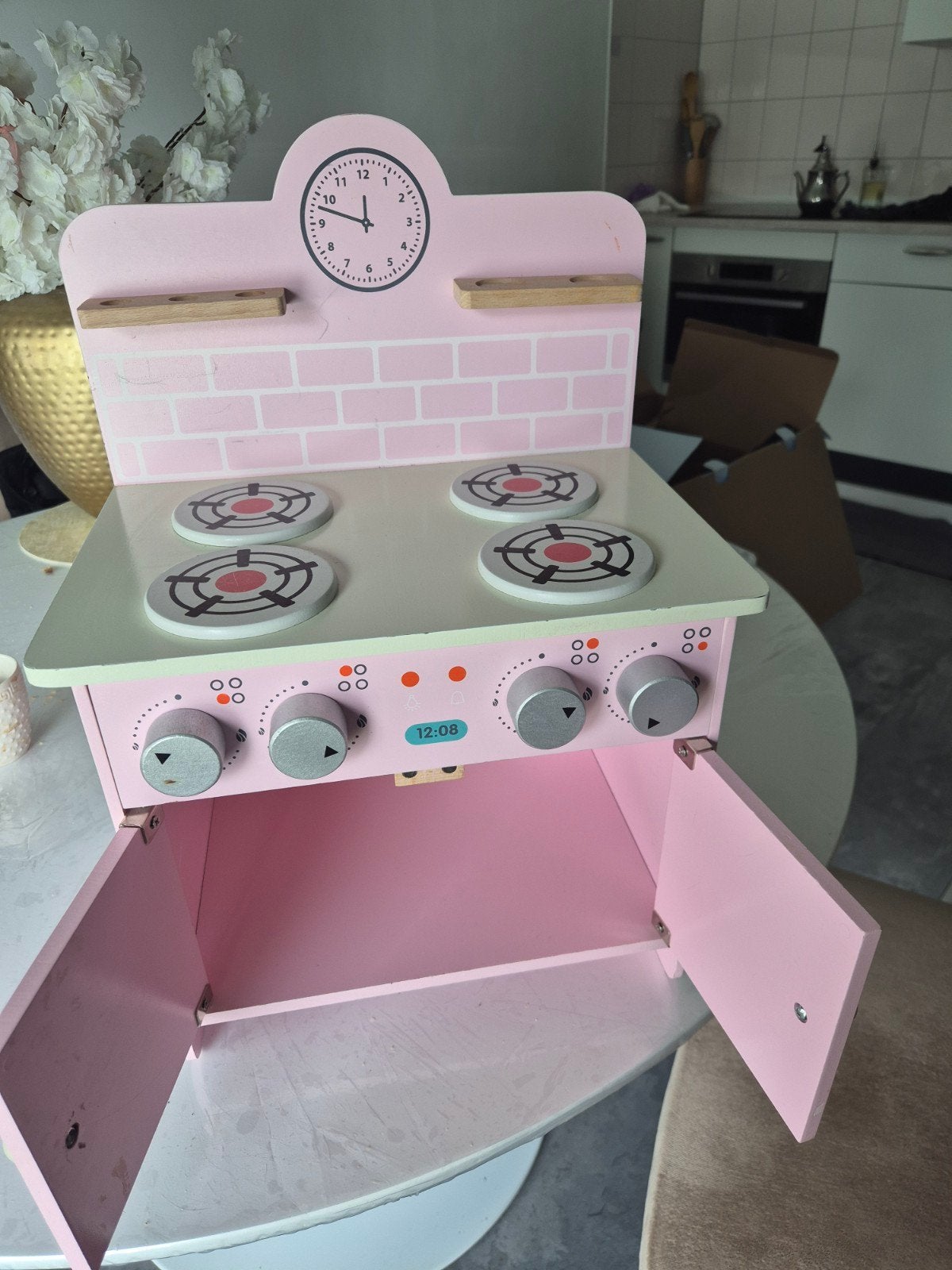 Roze houten speelkeuken - gebruikt, voor klein prijsje, Kinderen en Baby's, Ophalen