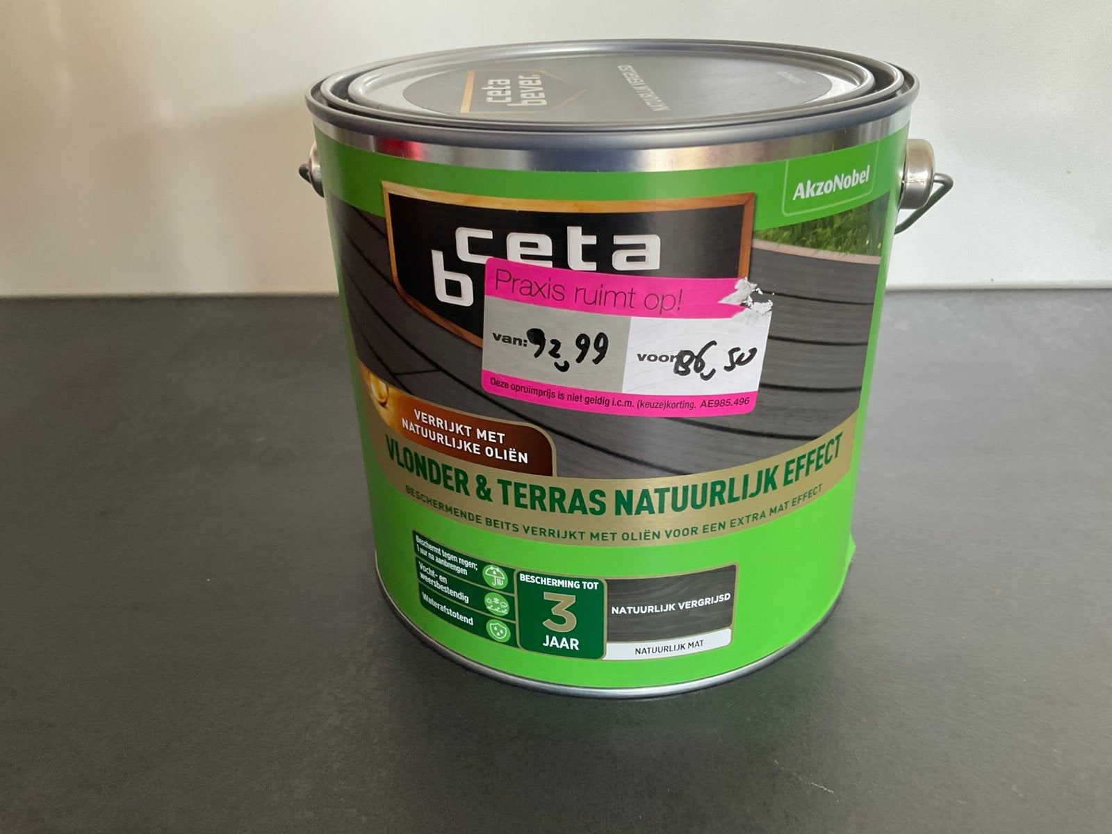 3x Cetabever Buitenbeits 2,5L Natuurlijk Vergrijsd Mat, Ophalen, Nieuw, Beits, Grijs