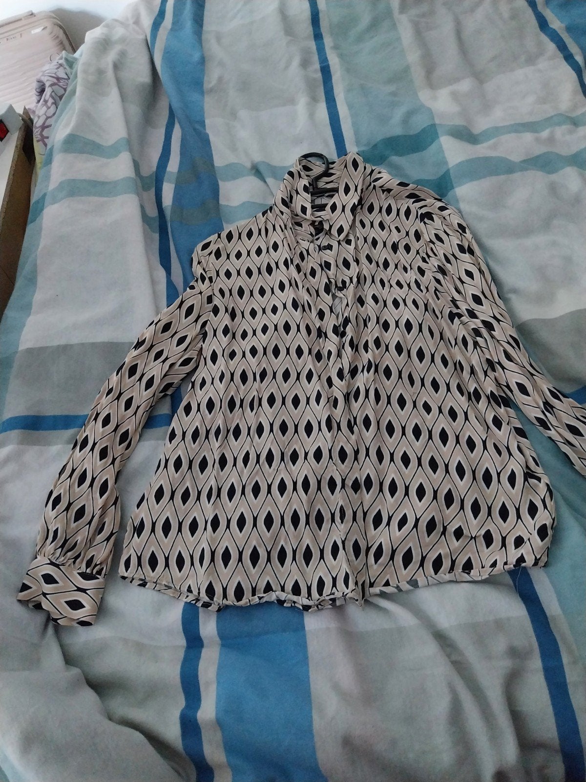 Zara Stijlvolle blouse met geometrisch patroon, Kleding | Dames, Verzenden, Beige, Maat 42/44 (L), Onbekend