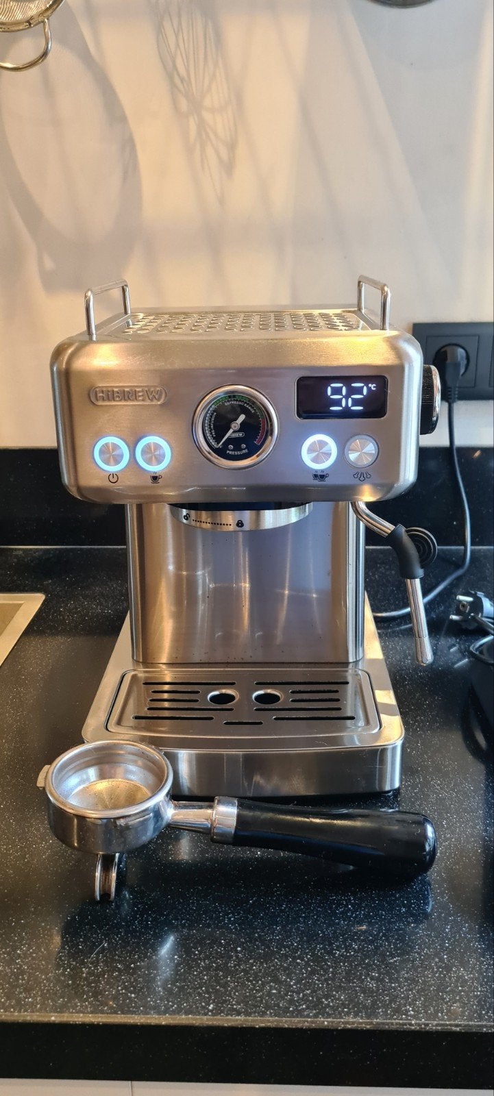 HiBREW H10 A Espressomachine met Sage Knock Box, Witgoed en Apparatuur, Koffiezetapparaten, Zo goed als nieuw, Gemalen koffie
