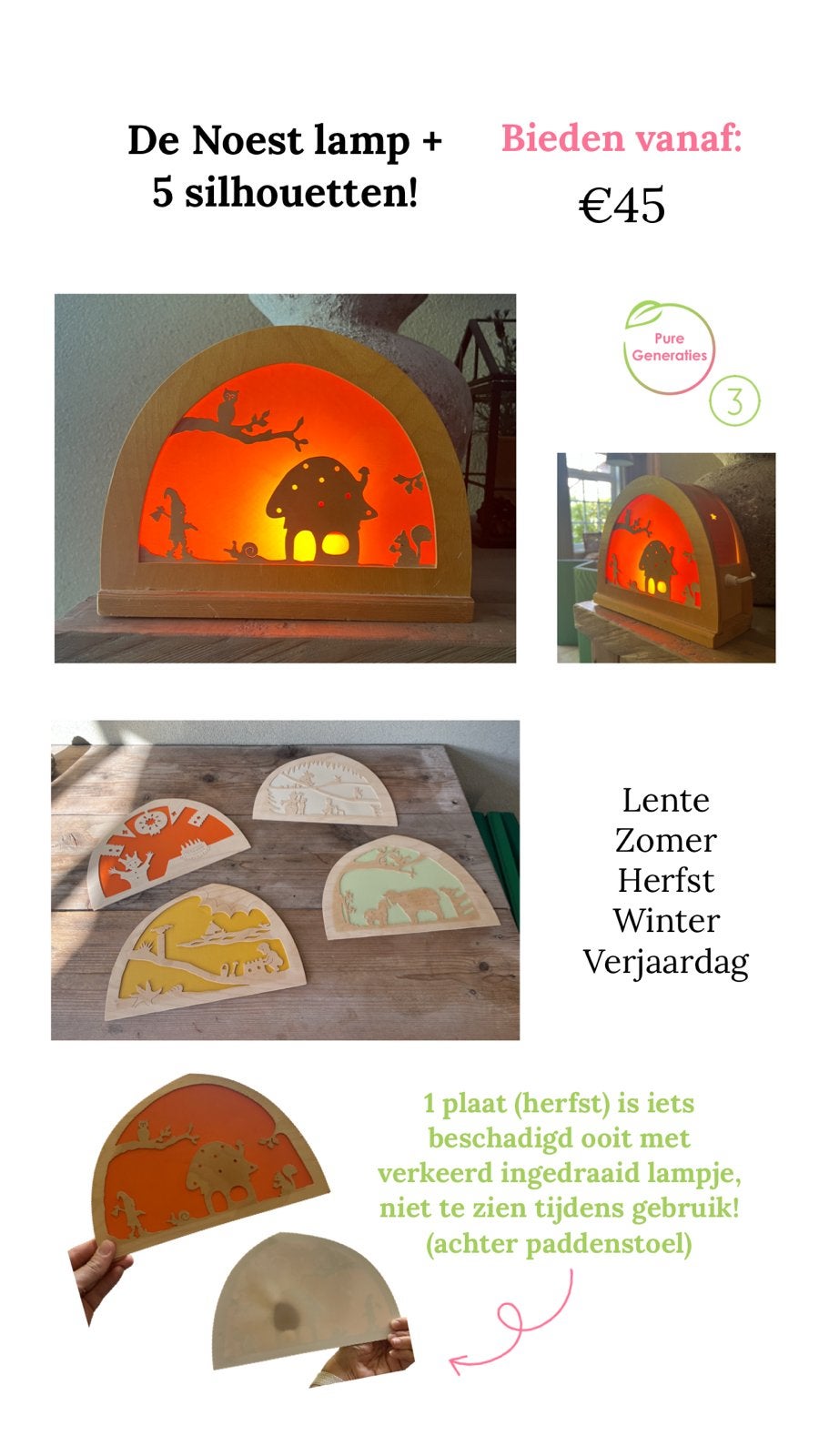 De noest lamp + 5 silhouetten!, Ophalen of Verzenden, Gebruikt