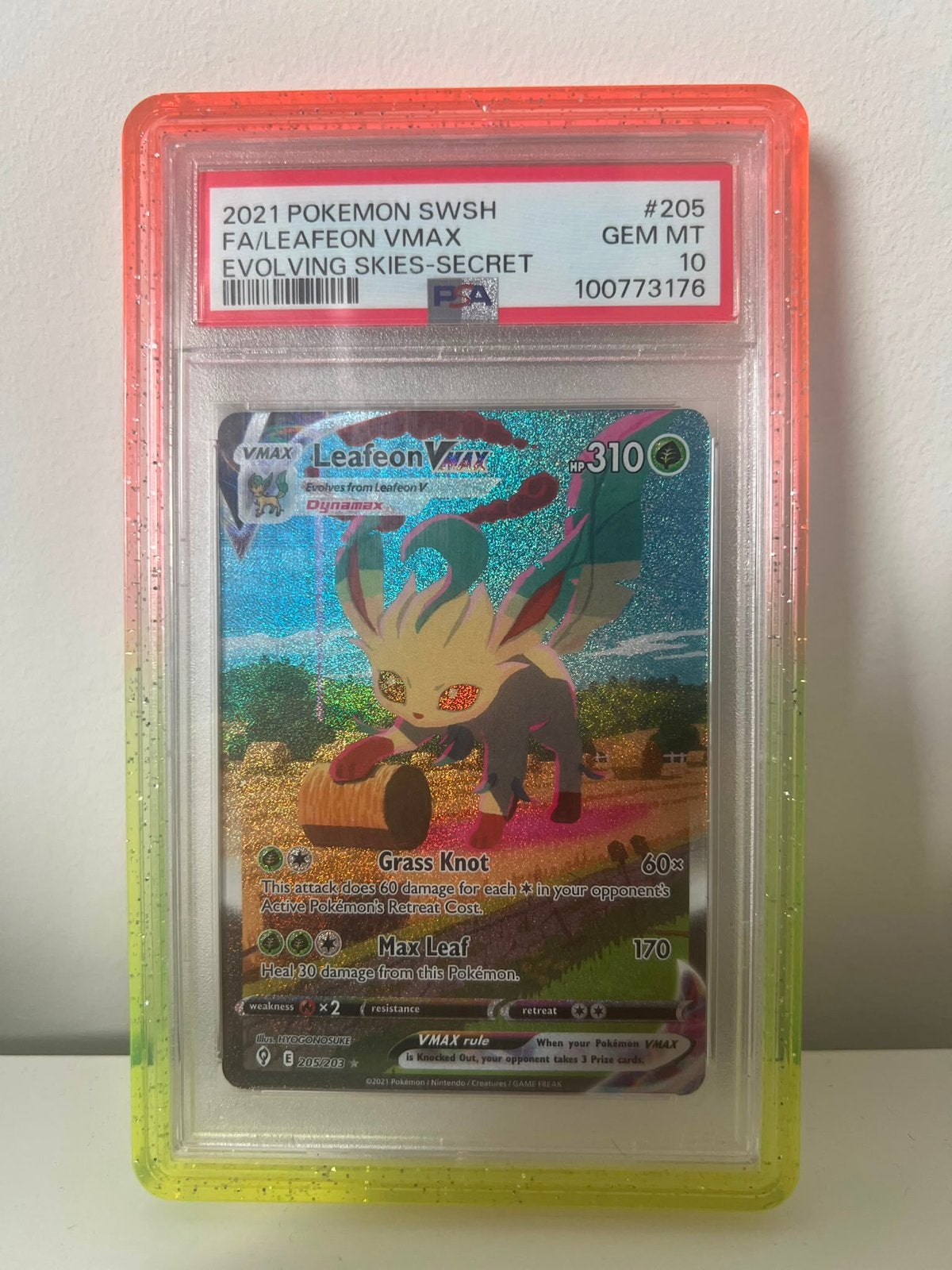PSA 10 Leafeon VMAX Secret Rare Evolving Skies Pokémon Kaart, Ophalen of Verzenden, Nieuw, Losse kaart, Foil