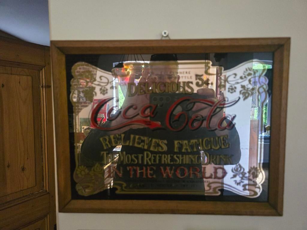Vintage Coca-Cola Spiegel - 'Delicious & Refreshing', Ophalen