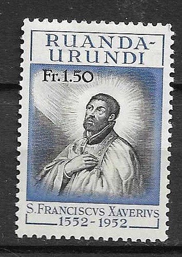 Postzegel Ruanda-Urundi S. Franciscus Xaverius 1952, Ophalen of Verzenden, Overige landen, Gestempeld
