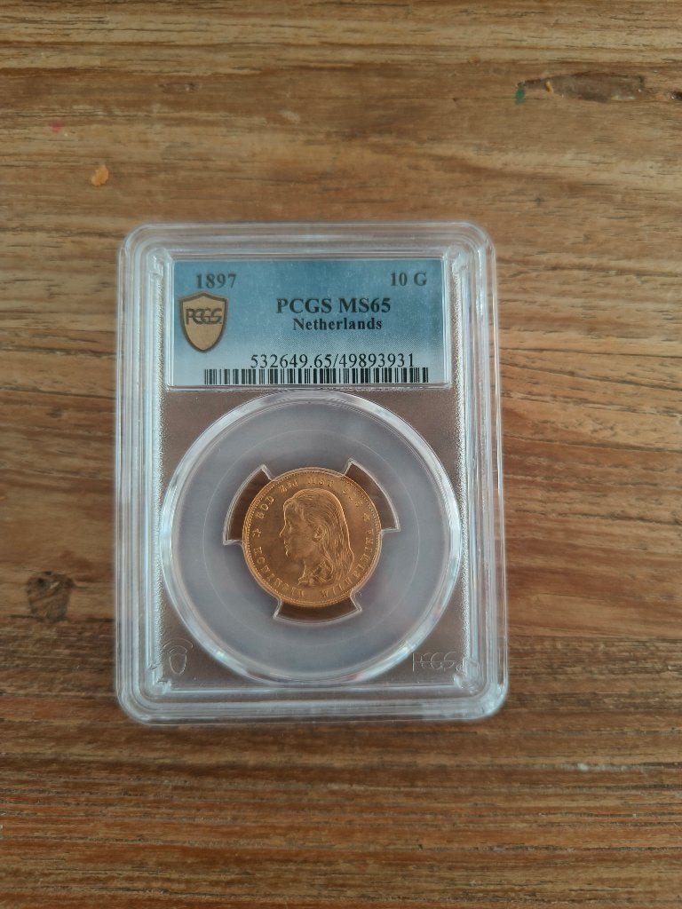 Gouden Tientje 1897 MS65 PCGS, Postzegels en Munten, Munten | Nederland, Koningin Wilhelmina, Losse munt, 10 gulden, Goud