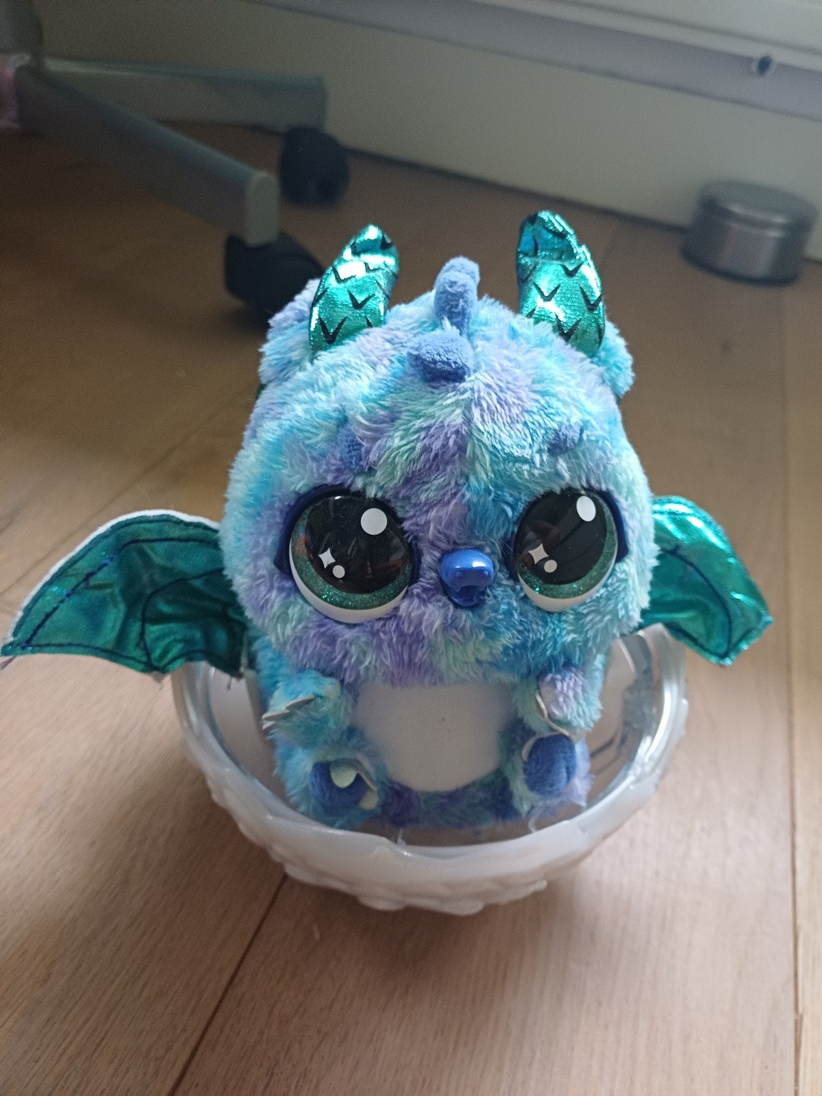 Hatchimal knuffel in ei - Blauw/Paars draakje, Overige merken, Ophalen of Verzenden, Zo goed als nieuw, Meerkleurig