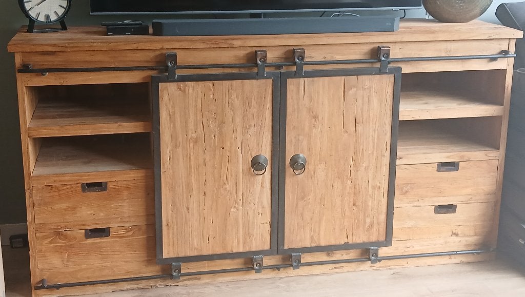 Complete industriële woonkamerset ruw hout + lamp, Ophalen