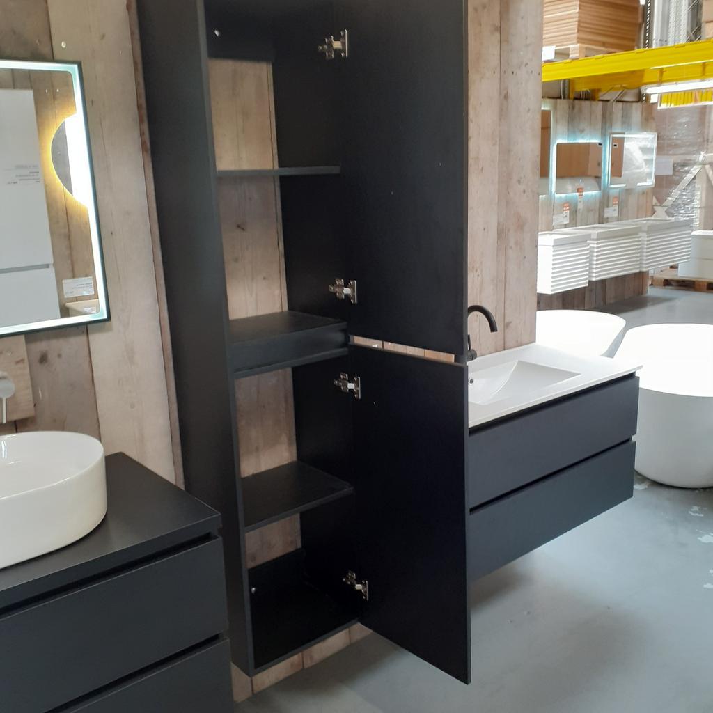 OPRUIMING! Mat zwarte kolomkast, Badkamer, Kode, 170 cm, Ophalen of Verzenden, Nieuw, Zwart