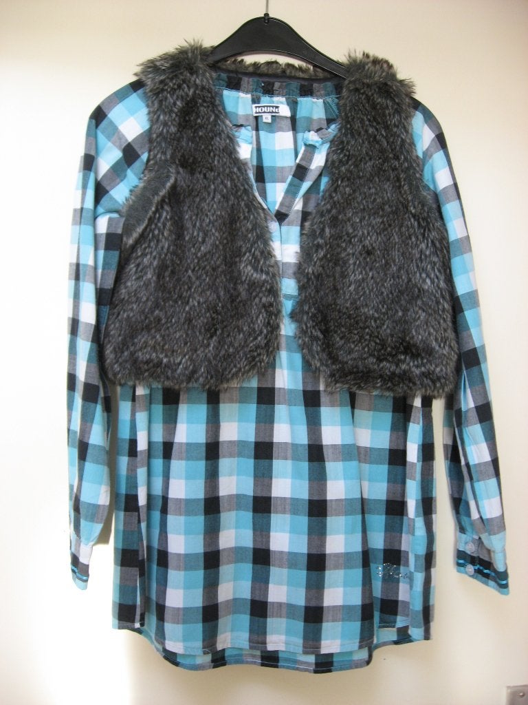 HOUND tuniek met bontvestje maat 176, Meisje, Hound, Ophalen of Verzenden, Zo goed als nieuw