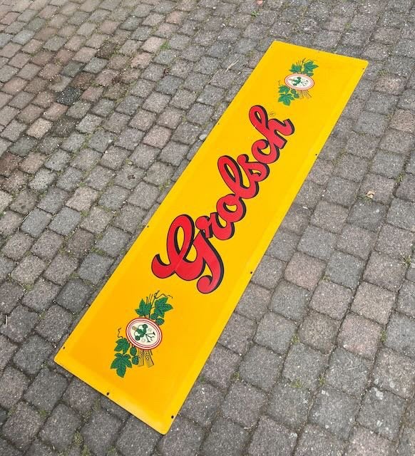 Grolsch reclamebord - jaren 80  39x143cm, Verzamelen, Ophalen of Verzenden, Reclamebord, Plaat of Schild, Grolsch